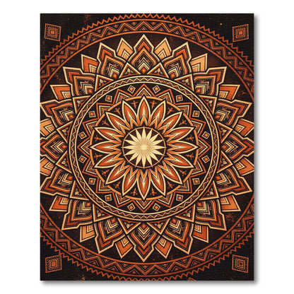 Amber Sunburst Geometric Mandala Radiance Rug