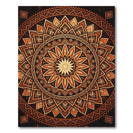 Amber Sunburst Geometric Mandala Radiance Rug