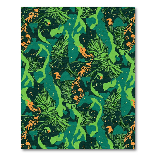 Lush Green Orange Jungle Tropics Rug