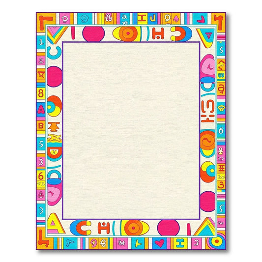 Retro Alphabet Numbers Border Rug