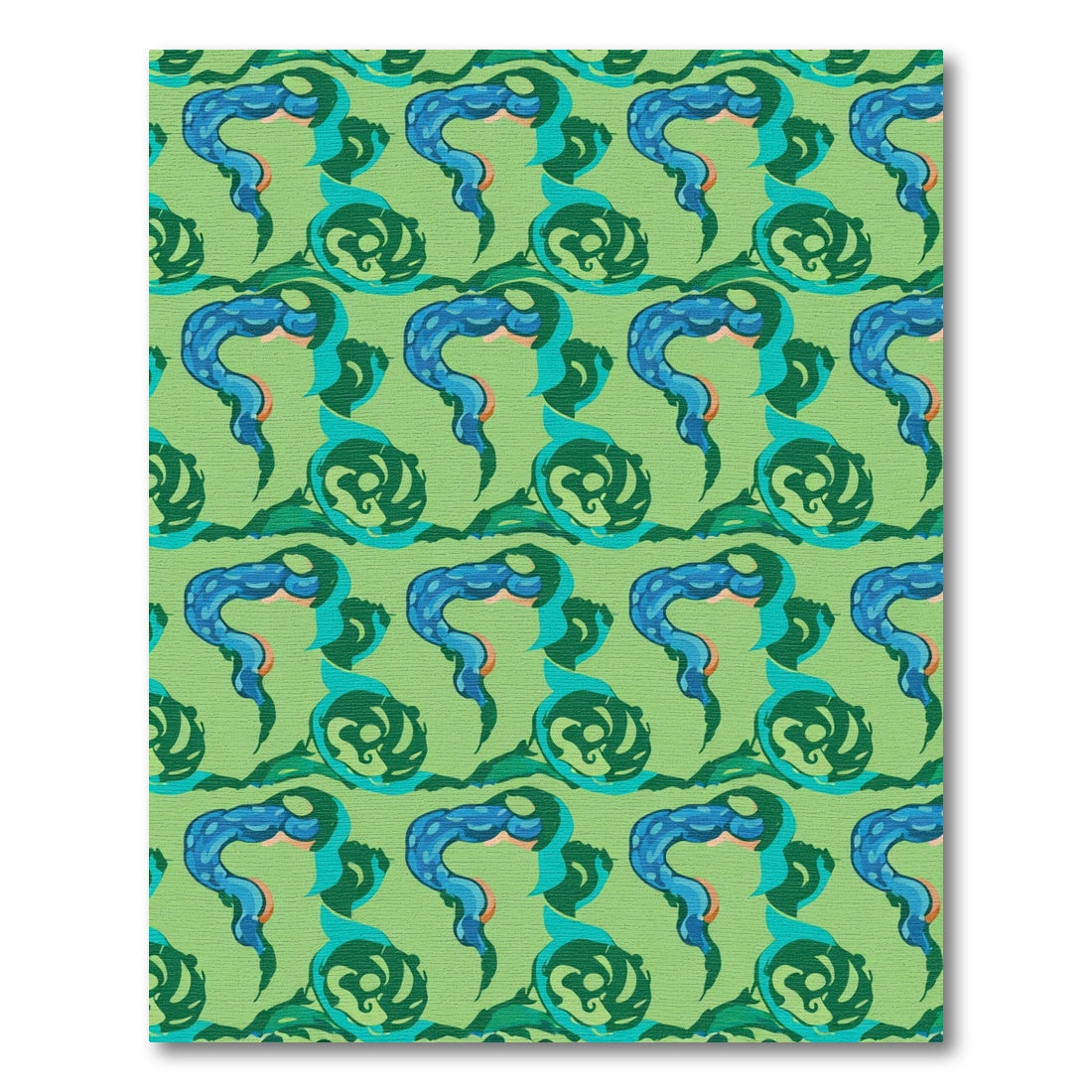 Green Blue Serpent Swirl Repeat Rug