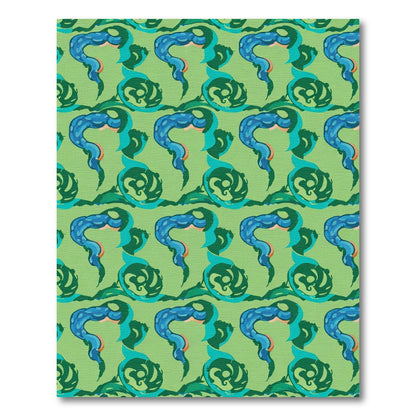 Green Blue Serpent Swirl Repeat Rug