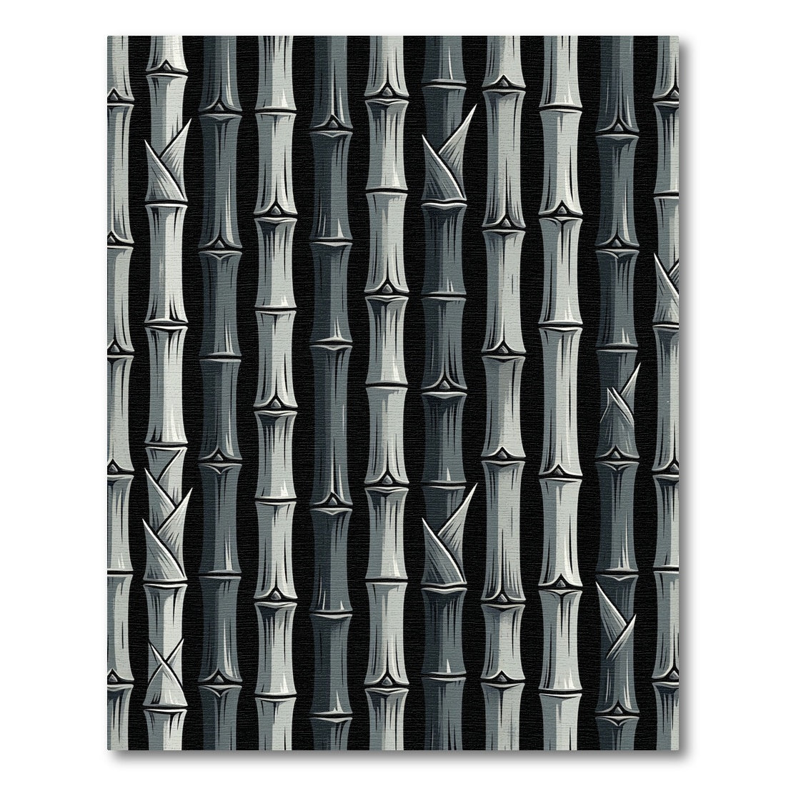 Monochromatic Gray Bamboo Forest Texture Rug