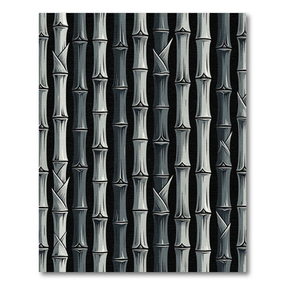 Monochromatic Gray Bamboo Forest Texture Rug