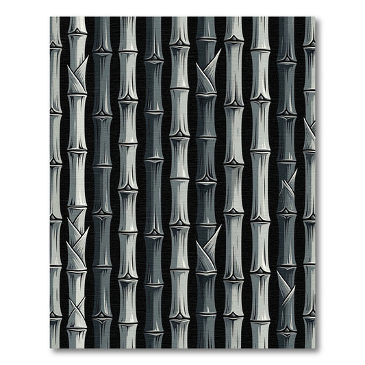 Monochromatic Gray Bamboo Forest Texture Rug
