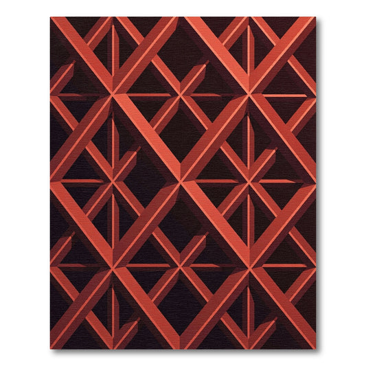 Red Geometric Iron Lattice Texture Rug