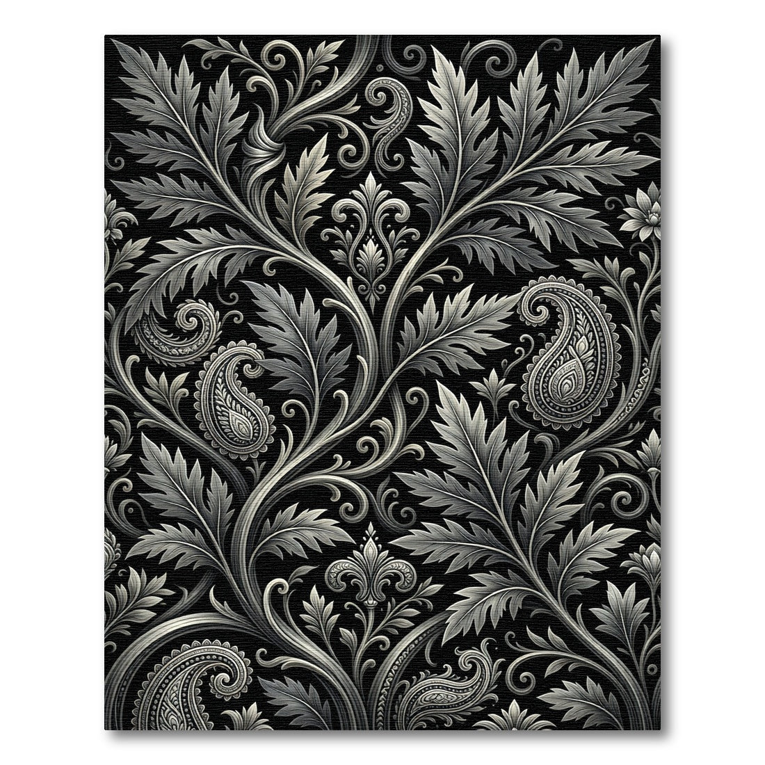 Ethereal Silver Paisley Flourish Rug