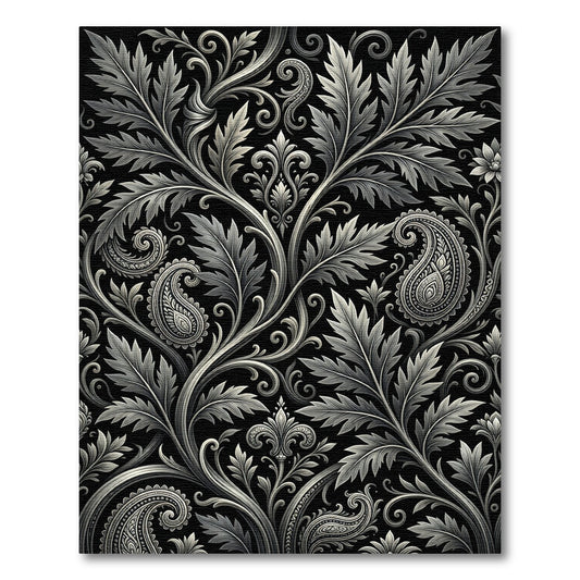 Ethereal Silver Paisley Flourish Rug