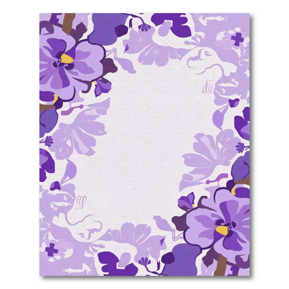 Lavender Floral Garland Frame Rug