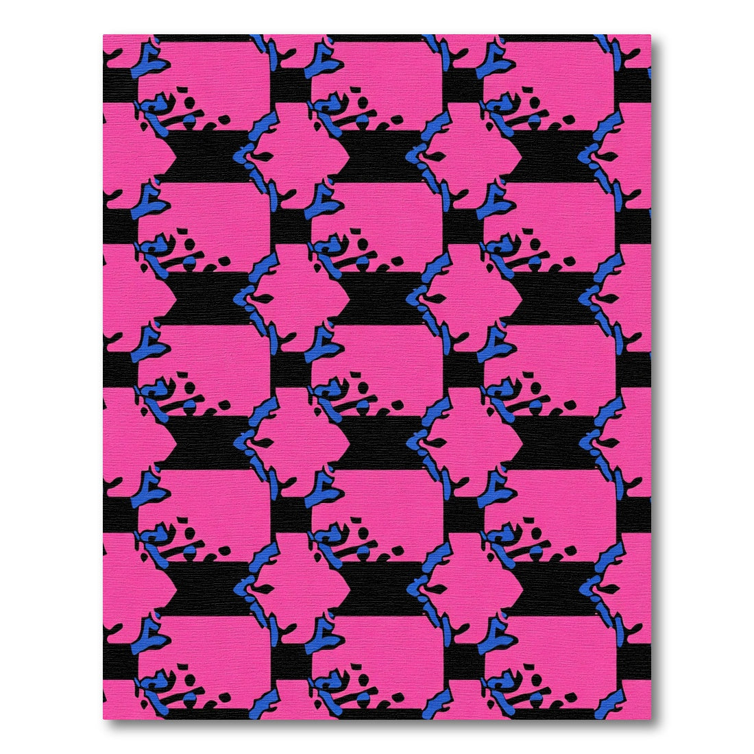 Bold Pink Blue Abstract Square Rug