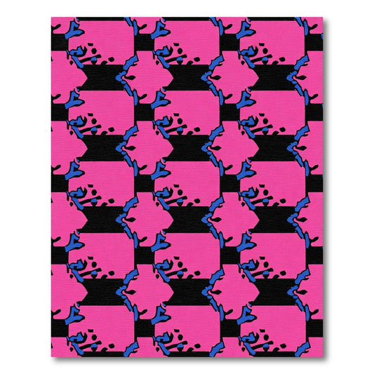 Bold Pink Blue Abstract Square Rug