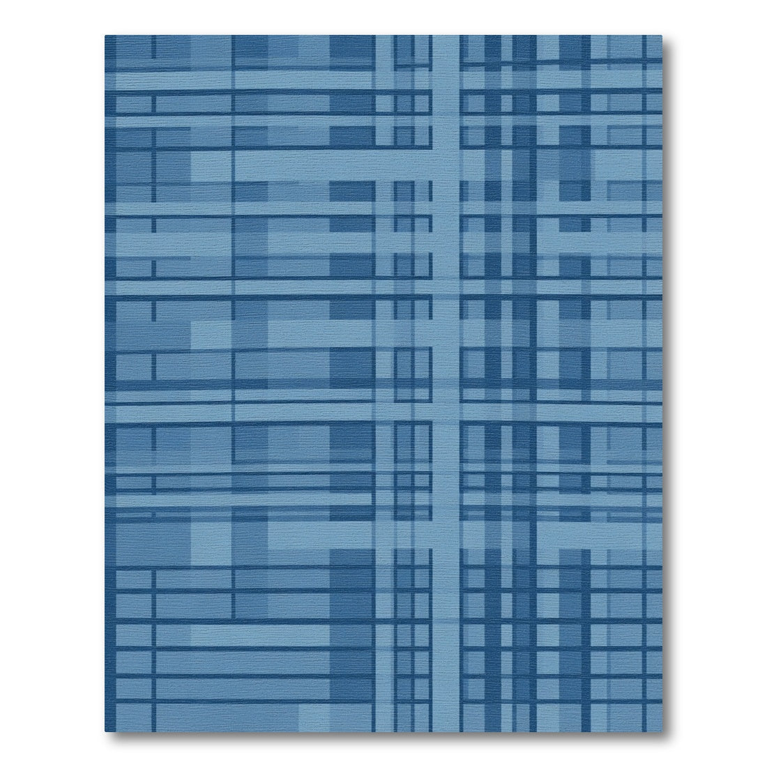 Navy Blue Geometric Plaid Square Rug