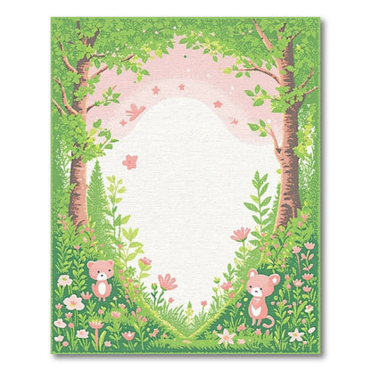 Whimsical Forest Teddy Bears Floral Rug