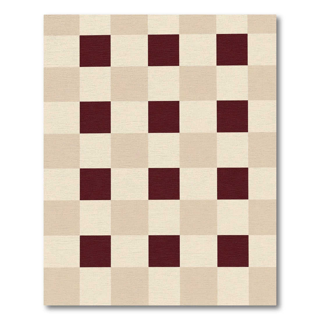Burgundy Cream Checkered Square Arrangement Rug