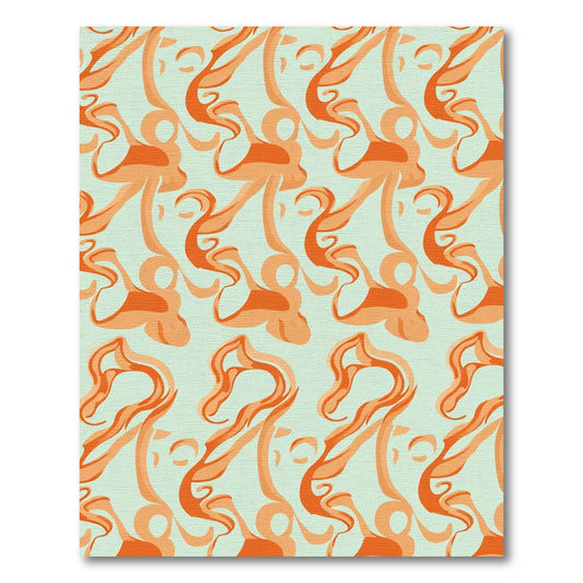 Flowing Orange Abstract Swirl Rug
