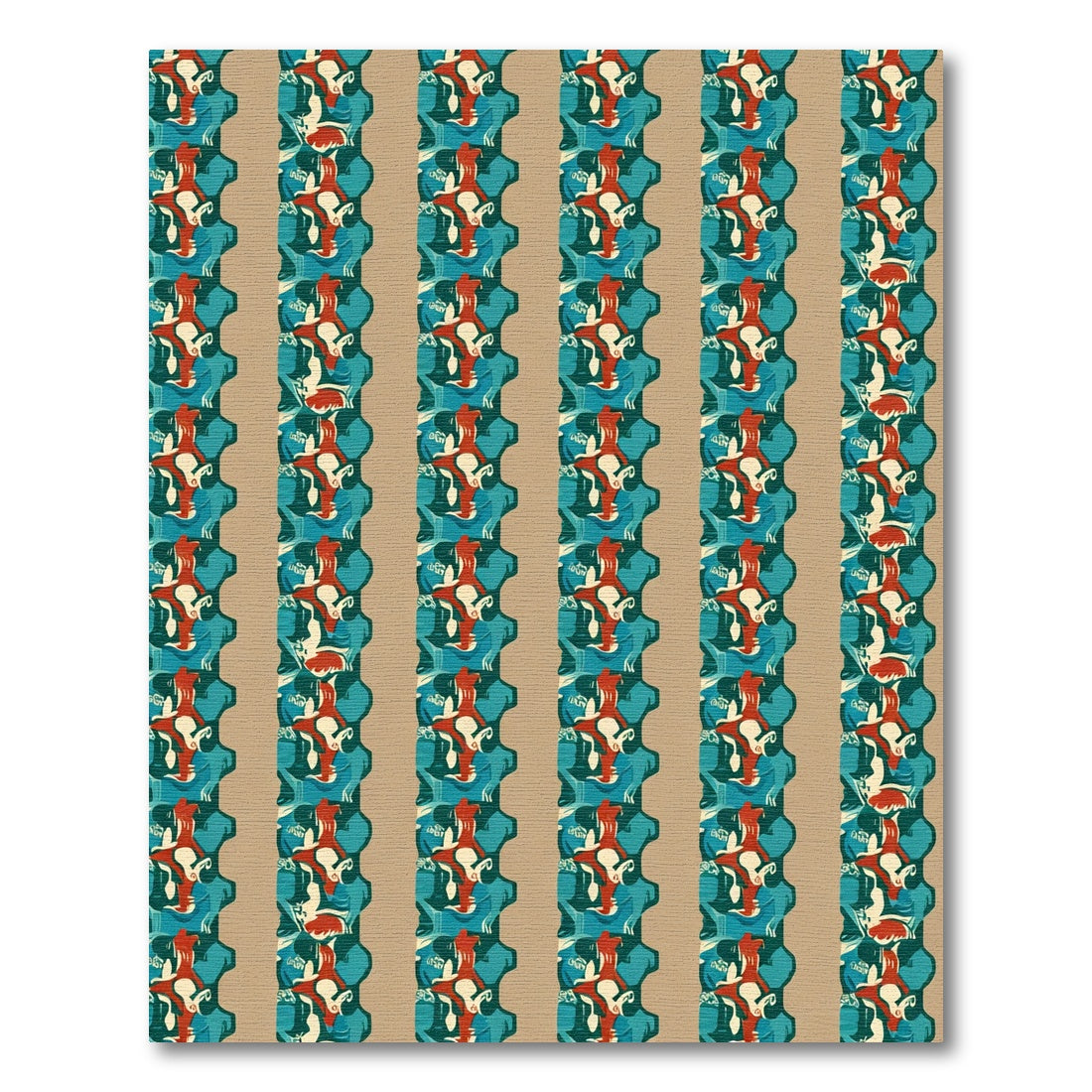 Crimson Teal Abstract Repeating Stripe Rug