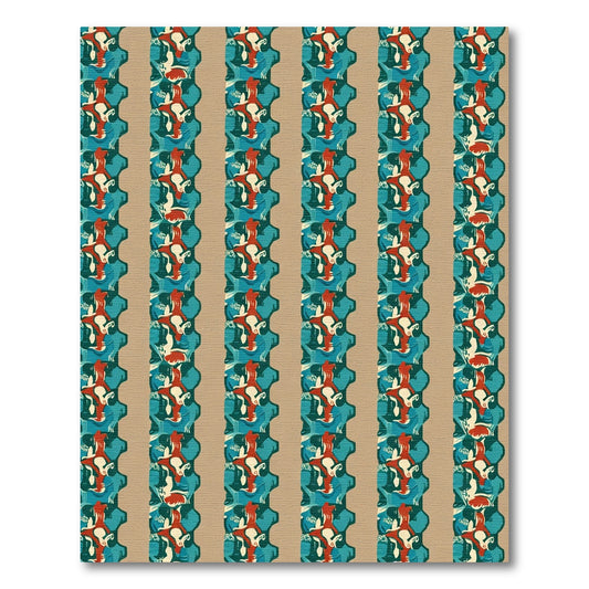 Crimson Teal Abstract Repeating Stripe Rug