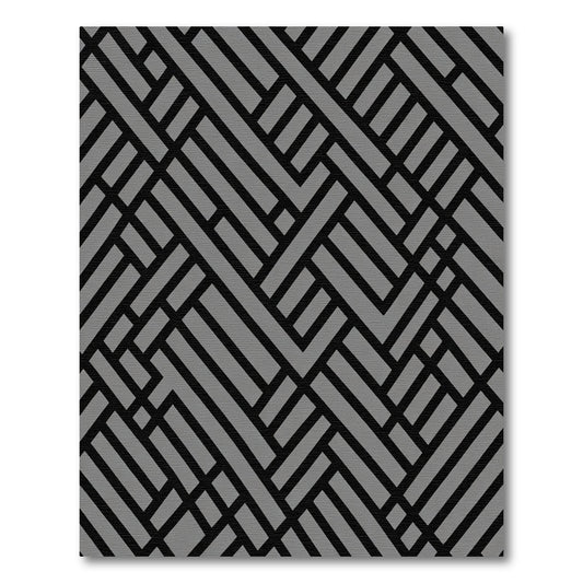 Modern Gray Interlocking Lines Rug