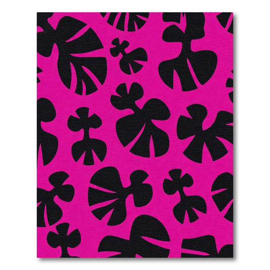 Bold Pink Black Abstract Floral Rug