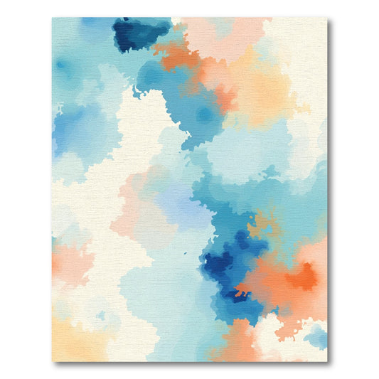 Oceanic Blob Abstract Cream and Blue Rug