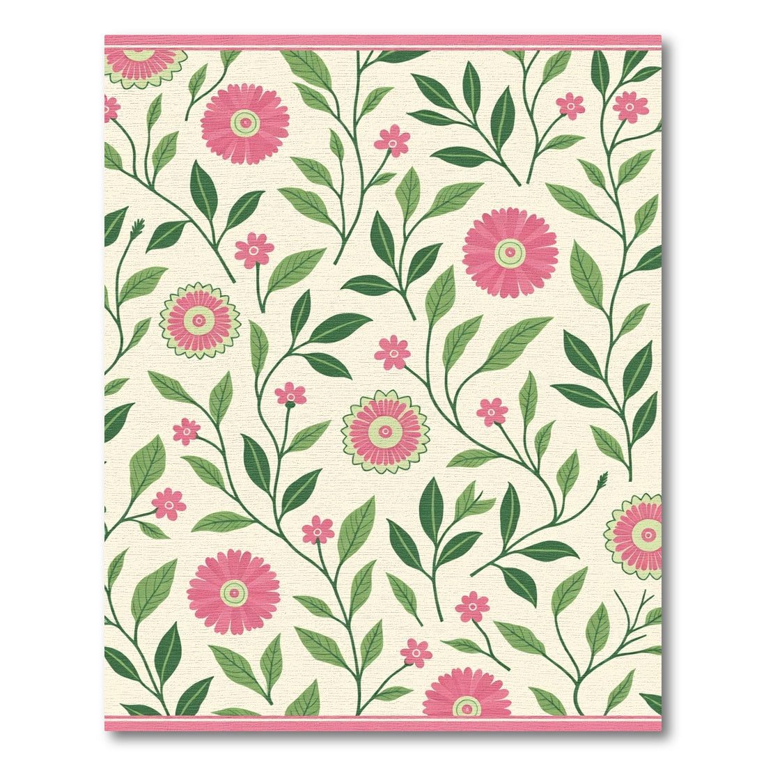 Pink Daisy Botanical Vine Rug