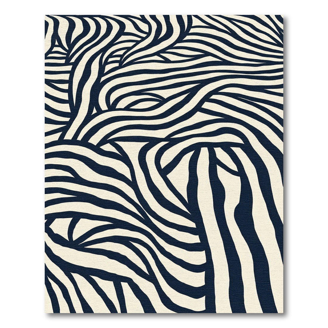 Dark Blue Cream Zebra Stripe Movement Rug
