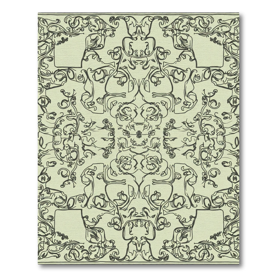 Pale Yellow Ornate Swirls Repeats Rug
