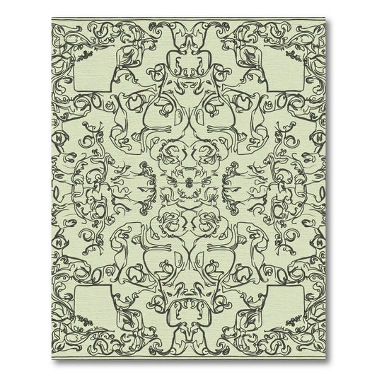 Pale Yellow Ornate Swirls Repeats Rug