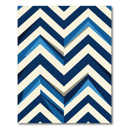 Modern Navy and Cream Chevron Zigzag Rug