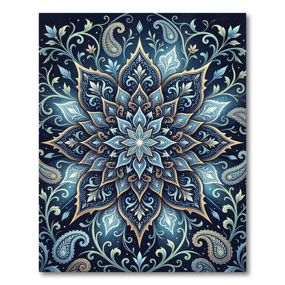 Elegant Indigo Floral Medallion Paisley Rug