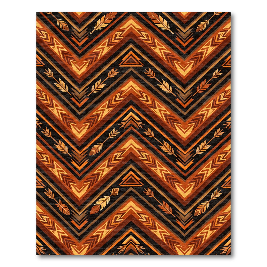 Earthy Chevron Arrow Feather Boho Art Rug