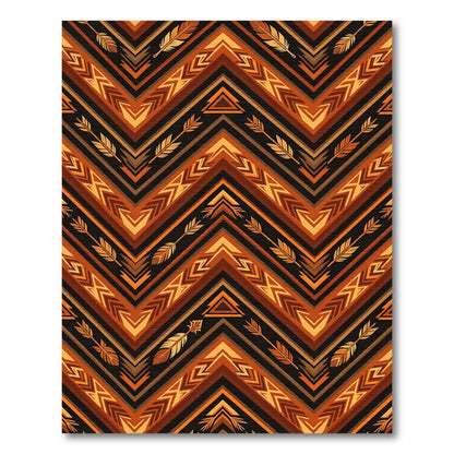 Earthy Chevron Arrow Feather Boho Art Rug