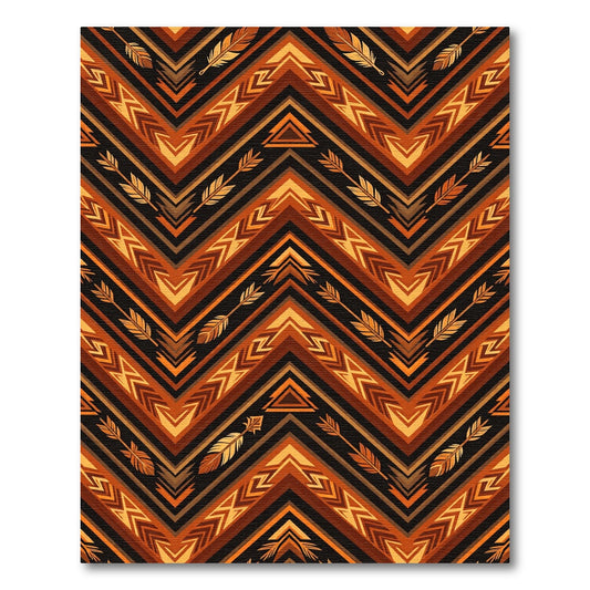 Earthy Chevron Arrow Feather Boho Art Rug