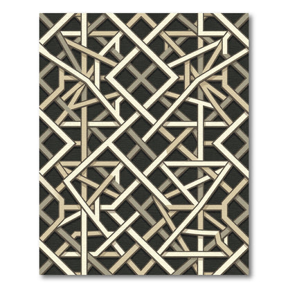 Modern Geometric Interlocking Beige Lattice Rug