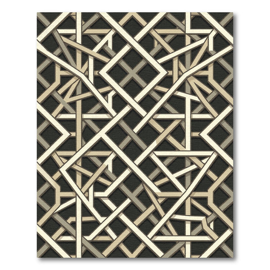 Modern Geometric Interlocking Beige Lattice Rug