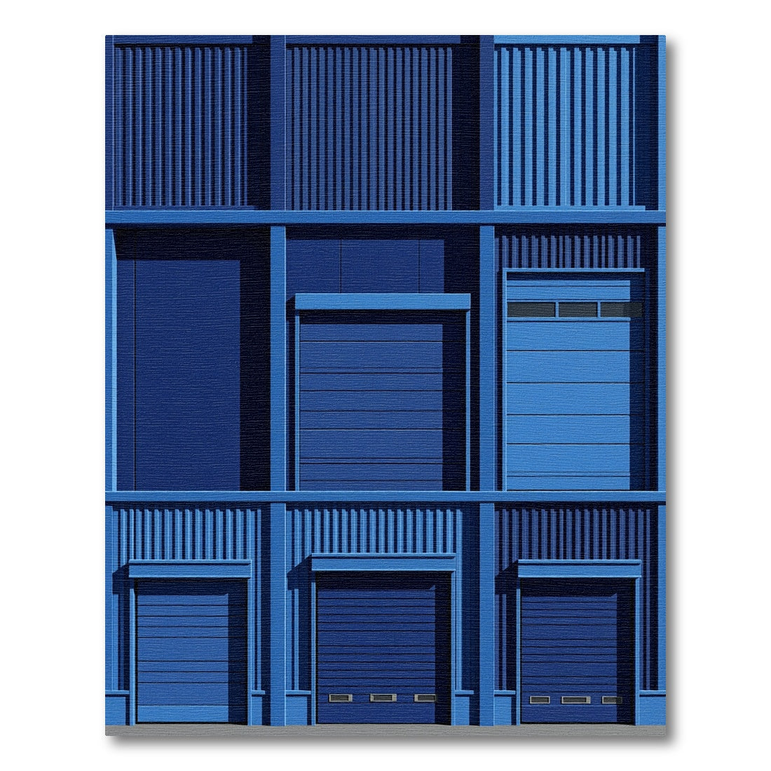 Cobalt Blue Geometric Ribbed Texture Rug