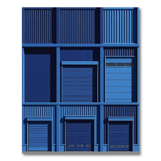 Cobalt Blue Geometric Ribbed Texture Rug