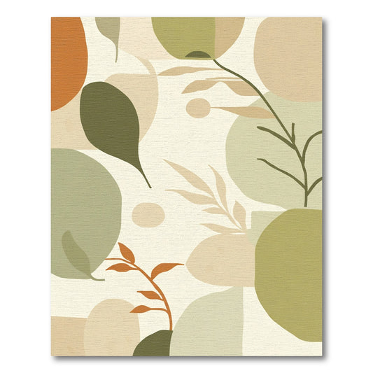 Neutral Organic Abstract Leaf Shape Rug