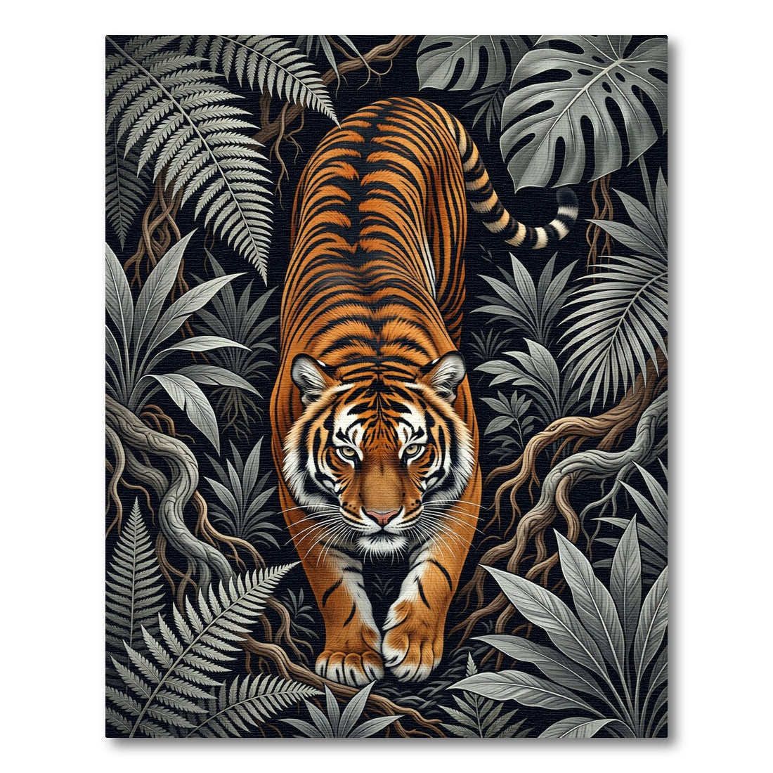 Majestic Orange Tiger Amid Jungle Foliage Rug