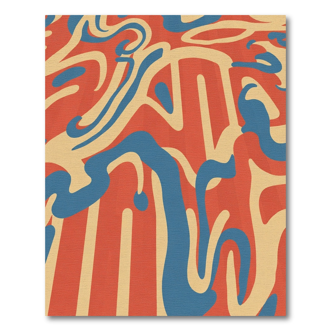 Retro Red Blue Swirl Abstract Rug