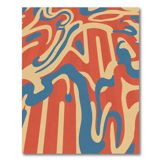 Retro Red Blue Swirl Abstract Rug