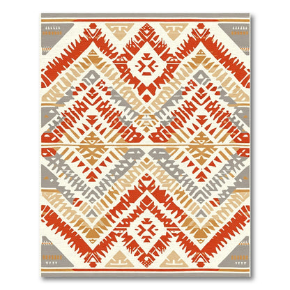 Coral Red Geometric Diamond Tribal Rug