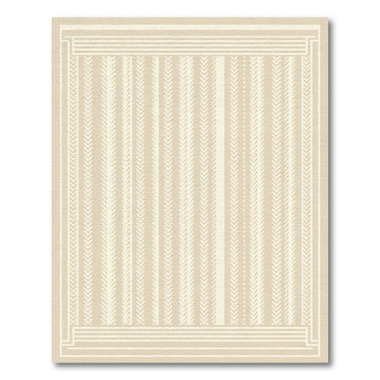 Cream Beige Vertical Chevron Border Rug