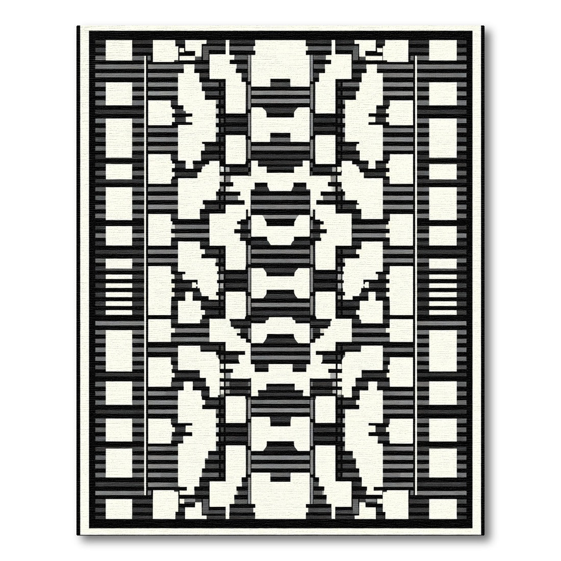 Monochromatic Abstract Geometric Block Rug