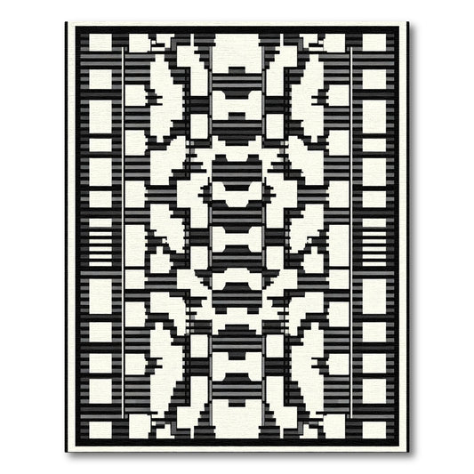 Monochromatic Abstract Geometric Block Rug