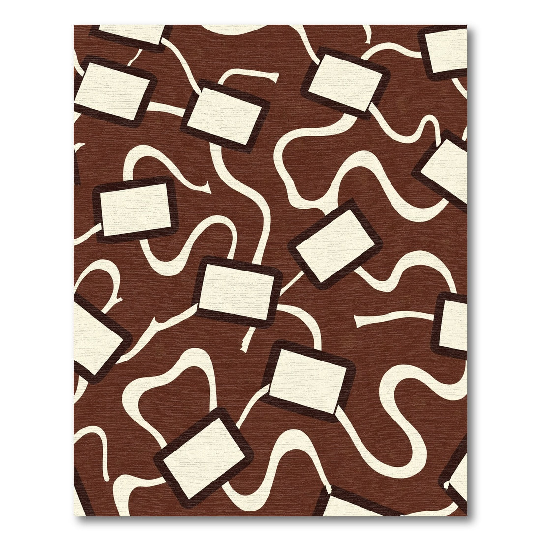 Chocolate Brown Rectangle Swirl Rug