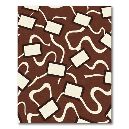 Chocolate Brown Rectangle Swirl Rug