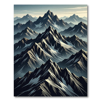Dark Mountain Range Summit Snow Rug