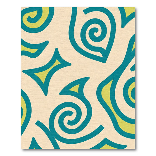 Teal Yellow Swirl Organic Form Rug