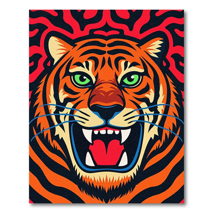 Fierce Orange Tiger Roaring Vivid Rug
